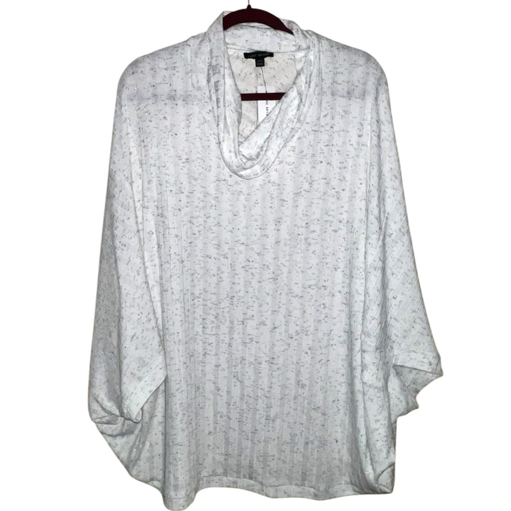 𝐋𝐀𝐍𝐄 𝐁𝐑𝐘𝐀𝐍𝐓 | NWT COWL NECK RIBBED KNIT PONCHO PULLOVER TOP - Picture 4 of 11